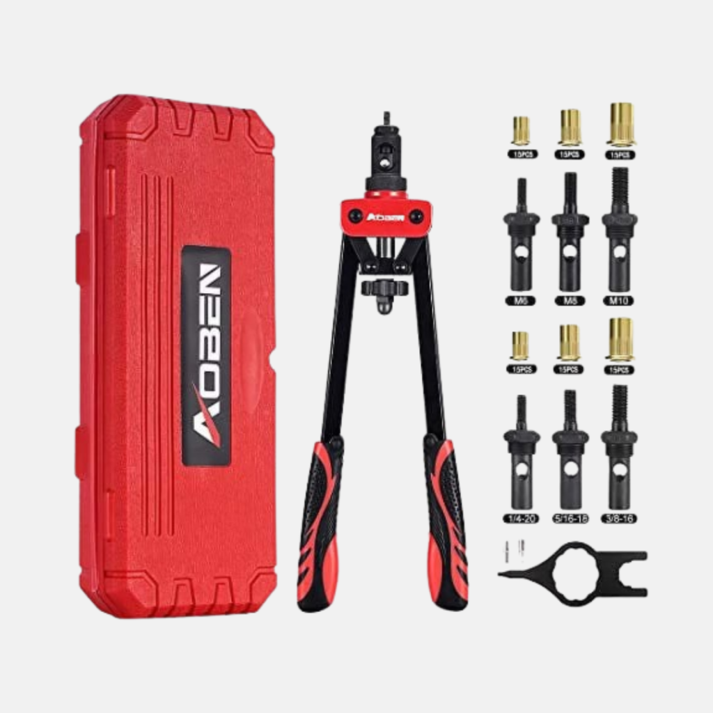 Pin Rivet Tool AOBEN 14″ Rivet Nut Tool, Interchangeable Mandrels 90pcs Rivnuts & 2 ...